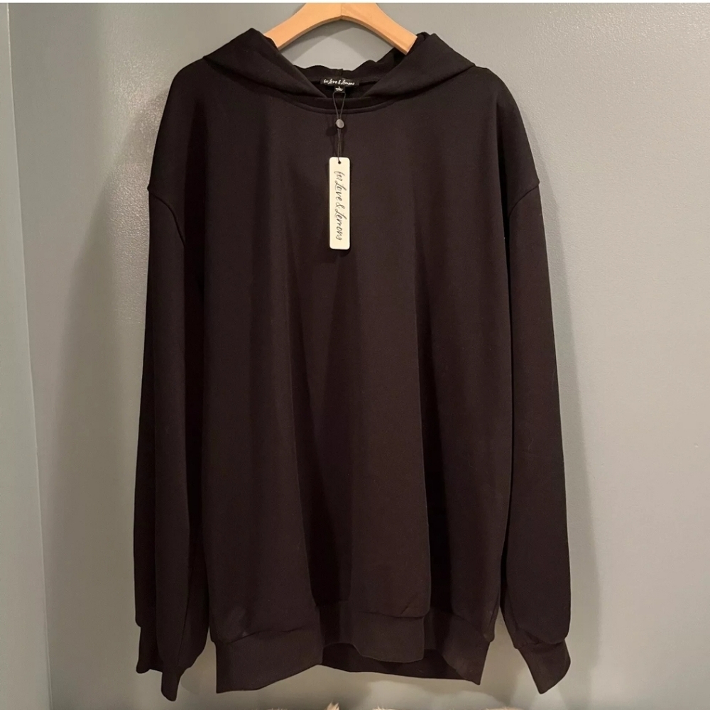 For Love & Lemons Josie Women’s Oversized Fit Black Hooded Sweatshirt Small NWT